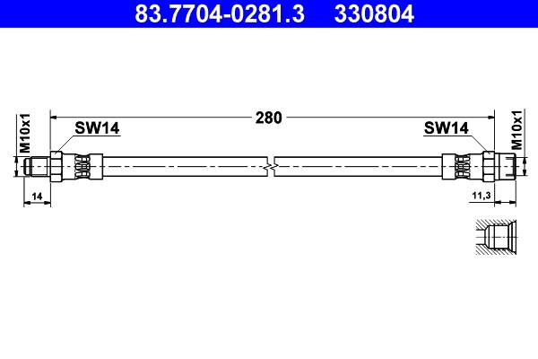 Bromsslang, Bakaxel, Framaxel Ate 83.7704-0281.3 ATE