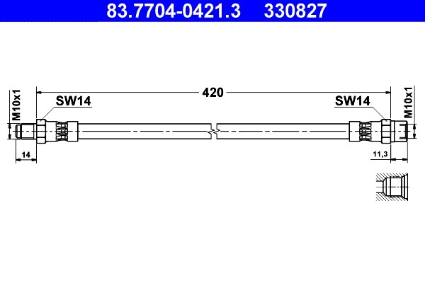 Bromsslang, Bak, Fram Ate 83.7704-0421.3 ATE