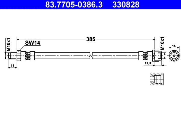 Bromsslang, Framaxel Ate 83.7705-0386.3 ATE