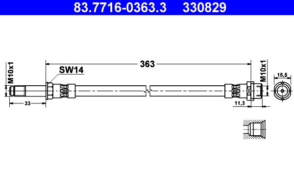 Bromsslang, Framaxel, Bakaxel Ate 83.7716-0363.3 ATE