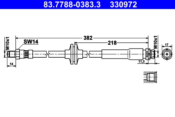 Bromsslang, Framaxel, Bakaxel Ate 83.7788-0383.3 ATE
