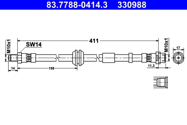 Bromsslang, Framaxel Ate 83.7788-0414.3 ATE