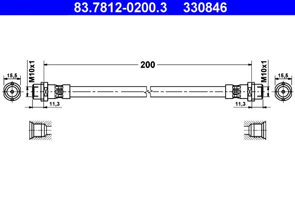 Bromsslang, Bakaxel Ate 83.7812-0200.3 ATE