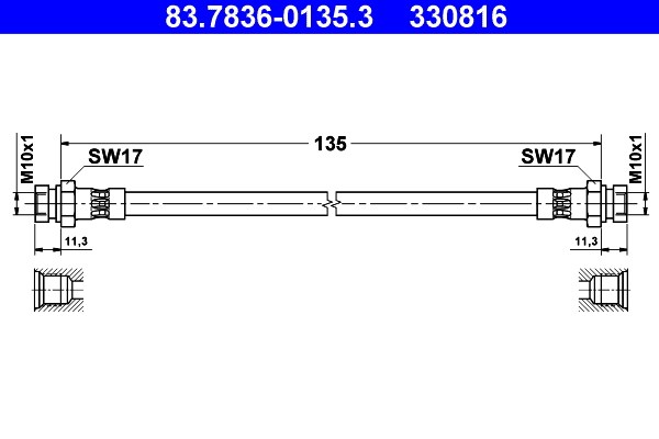 Bromsslang, Bakaxel Ate 83.7836-0135.3 ATE