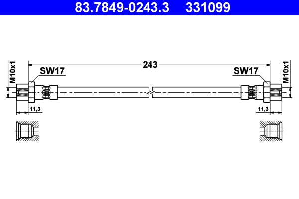 Bromsslang, Bakaxel Ate 83.7849-0243.3 ATE