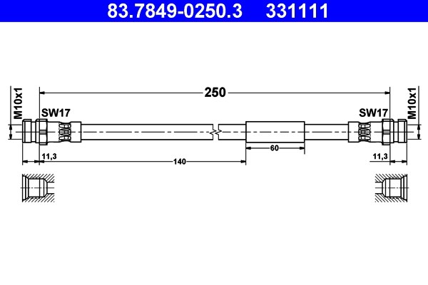 Bromsslang, Bakaxel Ate 83.7849-0250.3 ATE