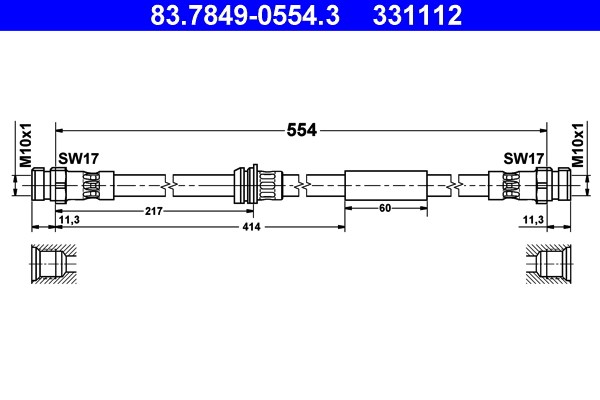 Bromsslang, Framaxel Ate 83.7849-0554.3 ATE