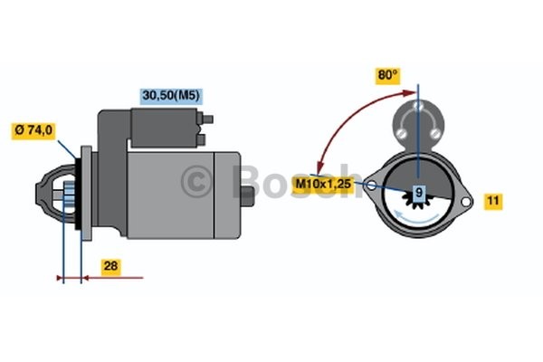 Startmotor 12V Bosch 0 001 107 438 BOSCH