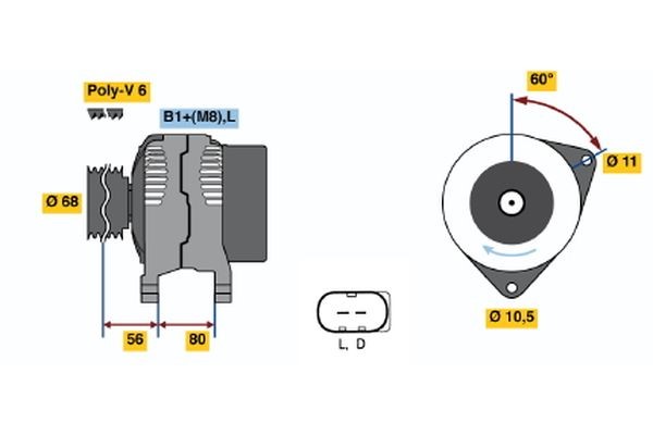 Generator 14V 90A Bosch 0 124 320 001 BOSCH Generator 14V 90A Bosch 0 124 320 001 BOSCH