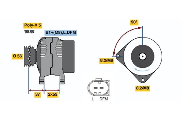 Generator 14V 90A Bosch 0 124 325 018 BOSCH Generator 14V 90A Bosch 0 124 325 018 BOSCH