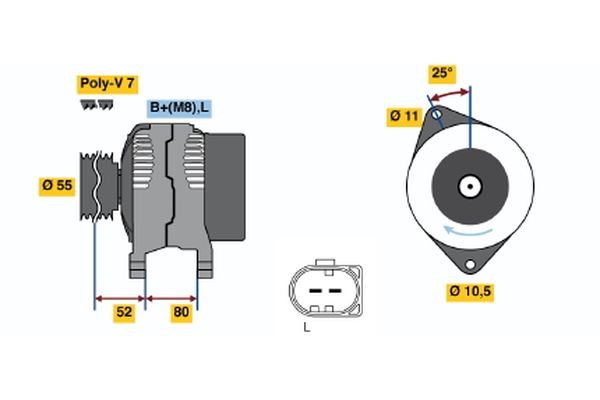 Generator 14V 110A Bosch 0 124 325 053 BOSCH Generator 14V 110A Bosch 0 124 325 053 BOSCH