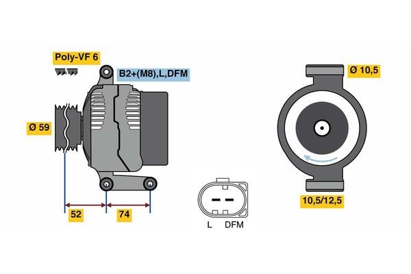 Generator 14V 150A Bosch 0 125 711 059 BOSCH Generator 14V 150A Bosch 0 125 711 059 BOSCH