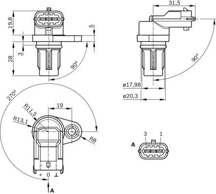 Sensor, tändningsimpuls Bosch 0 232 103 097 BOSCH