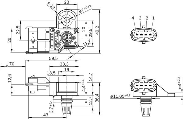 Sensor, insugstryck Bosch 0 261 230 245 BOSCH Sensor, insugstryck Bosch 0 261 230 245 BOSCH