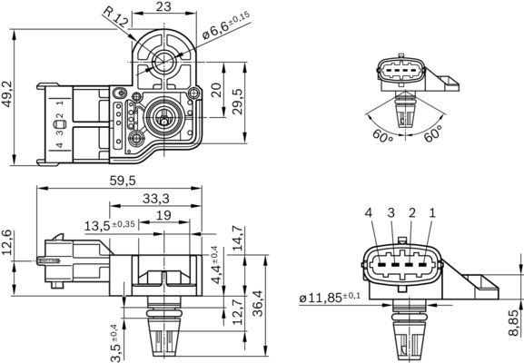 Map Sensor, Insugsgrenrör Bosch 0 261 230 280 BOSCH