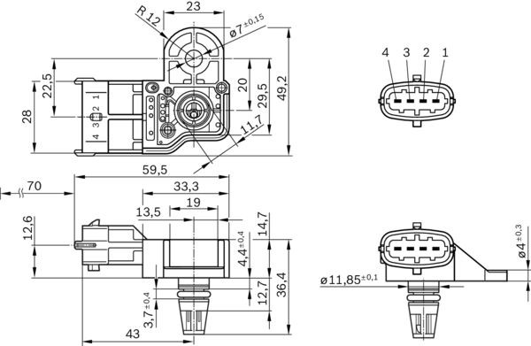 Sensor, insugstryck, Insugsgrenrör Bosch 0 261 230 302 BOSCH