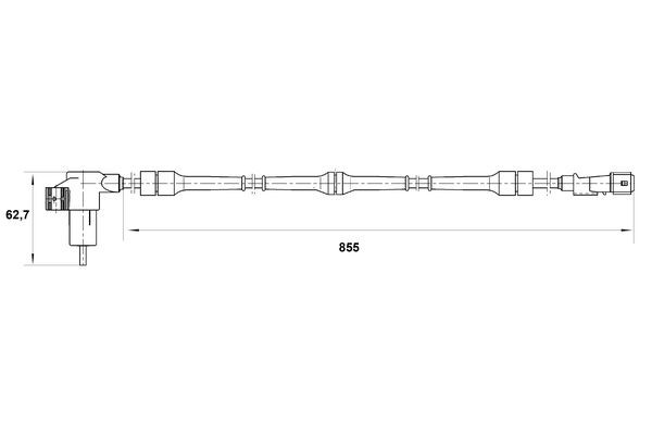 ABS-givare, Sensor, hjulvarvtal, Bakaxel Bosch 0 265 006 206 BOSCH