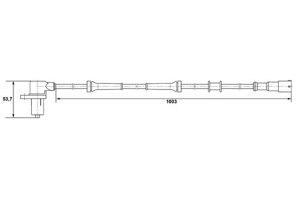 ABS-givare, Sensor, hjulvarvtal, Framaxel, Vänster Bosch 0 265 00 BOSCH