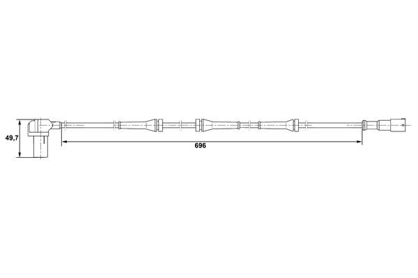 ABS-givare, Sensor, hjulvarvtal, Bakaxel vänster Bosch 0 265 006  BOSCH