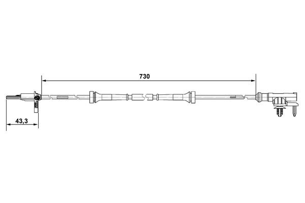 ABS-givare, Sensor, hjulvarvtal, Framaxel, Vänster Bosch 0 265 00 BOSCH