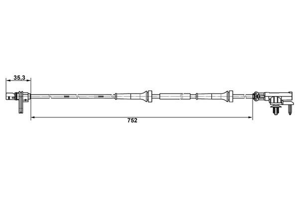 ABS-givare, Sensor, hjulvarvtal, Bakaxel Bosch 0 265 007 638 BOSCH
