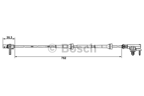 ABS-givare, Sensor, hjulvarvtal, Bakaxel Bosch 0 265 007 638 BOSCH