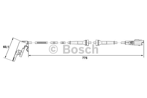 ABS-givare, Sensor, hjulvarvtal, Bakaxel Bosch 0 265 007 664 BOSCH