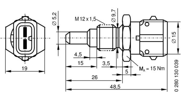 Sensor, insugslufttemperatur, Insugsgrenrör Bosch 0 280 130 039 BOSCH