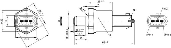 Sensor, bränsletryck Bosch 0 281 002 398 BOSCH