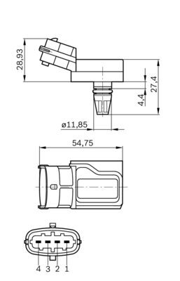 Sensor, laddtryck Bosch 0 281 002 573 BOSCH