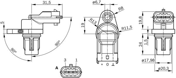 Sensor, tändningsimpuls Bosch 0 281 002 667 BOSCH