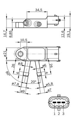 Sensor, avgastryck Bosch 0 281 002 772 BOSCH