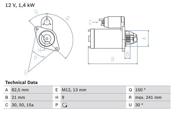 Startmotor 12V Bosch 0 986 013 340 BOSCH