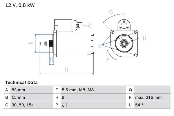 Startmotor 12V Bosch 0 986 013 590 BOSCH