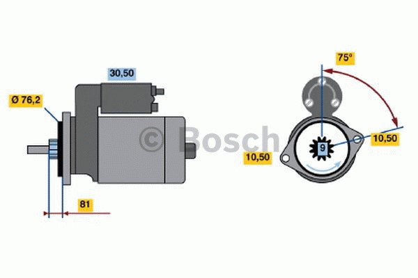 Startmotor 12V Bosch 0 986 016 250 BOSCH