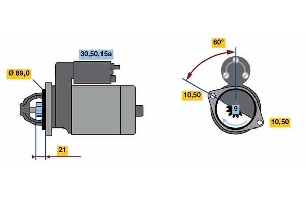 Startmotor 12V Bosch 0 986 016 560 BOSCH