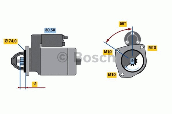 Startmotor 12V Bosch 0 986 016 950 BOSCH