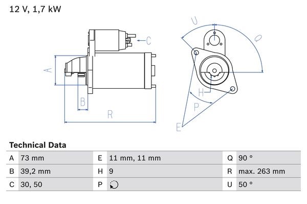 Startmotor 12V Bosch 0 986 017 440 BOSCH