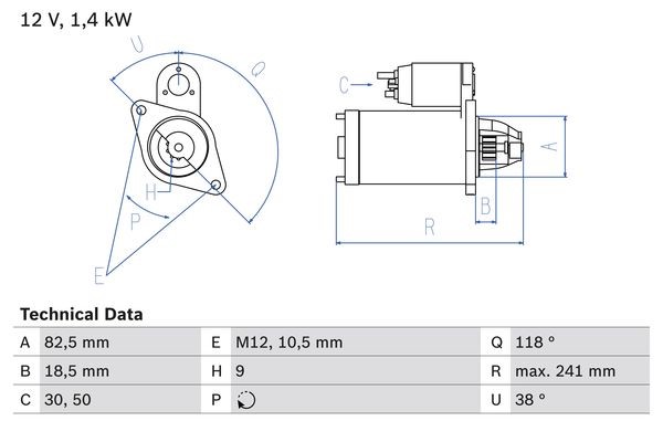Startmotor 12V Bosch 0 986 018 260 BOSCH