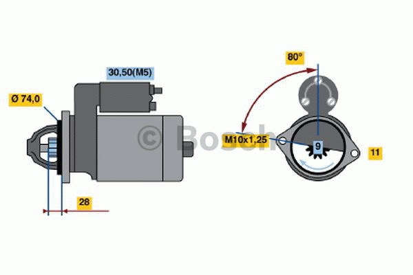 Startmotor 12V Bosch 0 986 021 550 BOSCH