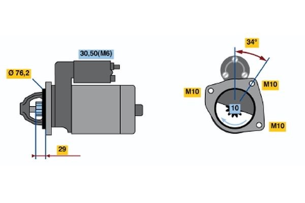 Startmotor 12V Bosch 0 986 021 580 BOSCH