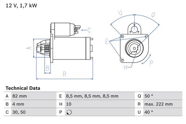Startmotor 12V Bosch 0 986 022 061 BOSCH