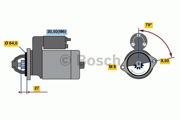 Startmotor 12V Bosch 0 986 022 730 BOSCH
