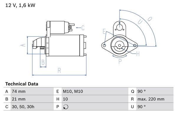 Startmotor 12V Bosch 0 986 022 930 BOSCH