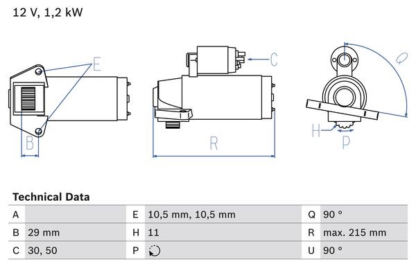 Startmotor 12V Bosch 0 986 023 570 BOSCH