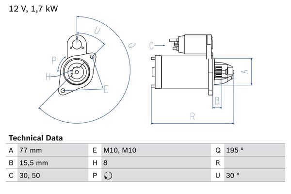 Startmotor 12V Bosch 0 986 023 600 BOSCH
