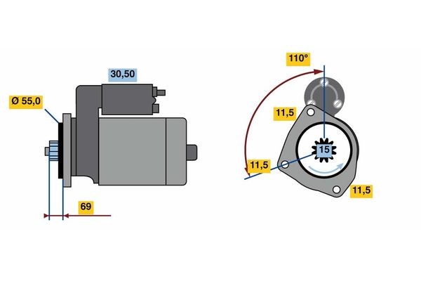 Startmotor 12V Bosch 0 986 023 670 BOSCH