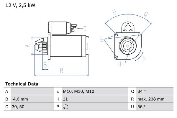 Startmotor 12V Bosch 0 986 023 850 BOSCH