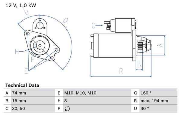 Startmotor 12V Bosch 0 986 023 920 BOSCH