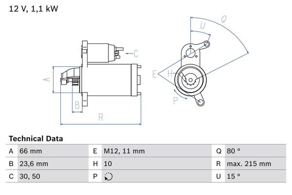 Startmotor 12V Bosch 0 986 024 010 BOSCH
